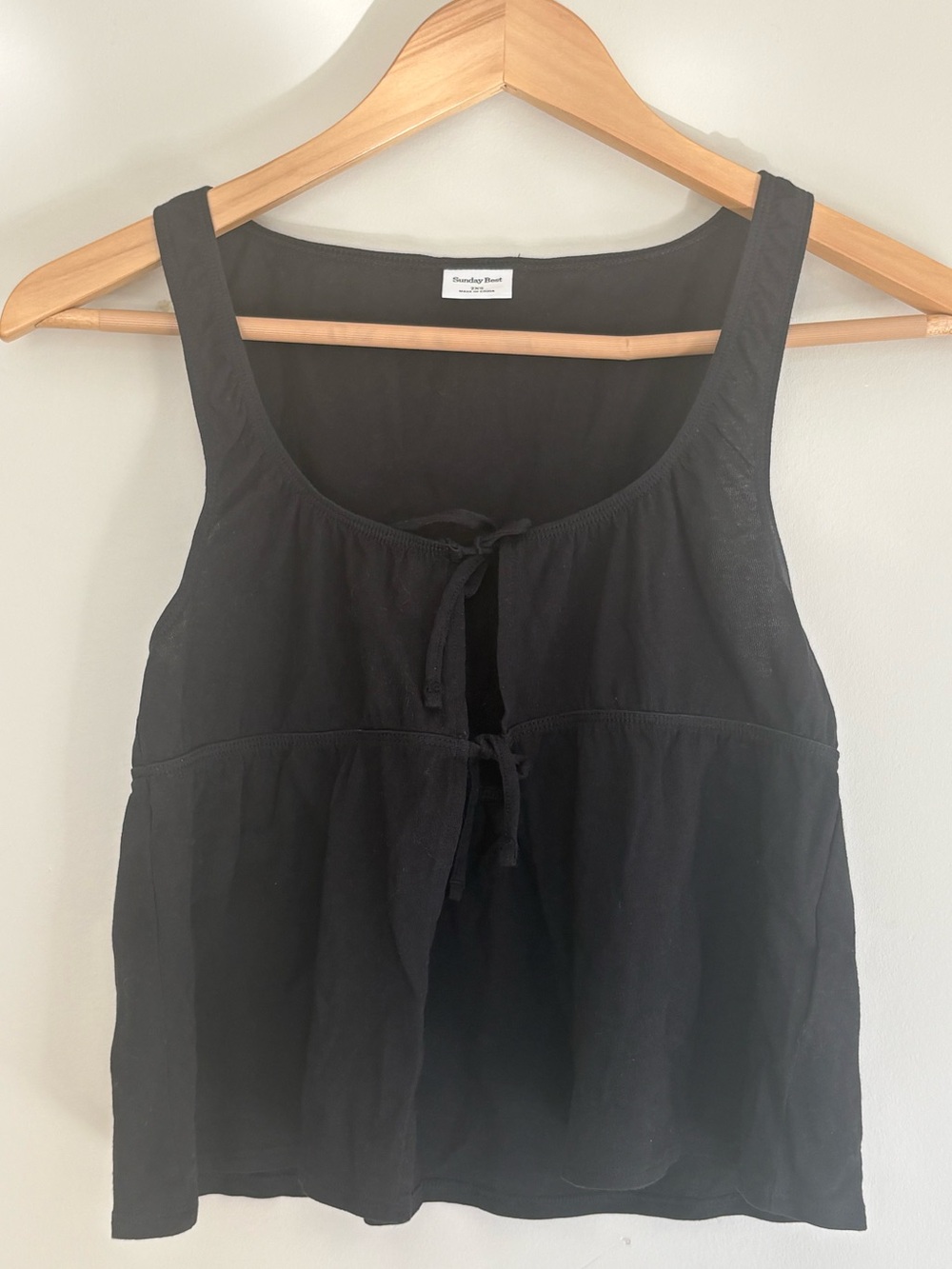 Sunday Best Aritzia Black Tie-Front Tank Top - Size XXS